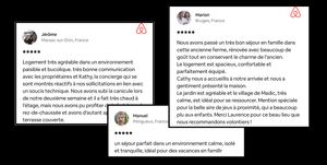 Avis sur Airbnb pour notre gîte en Auvergne